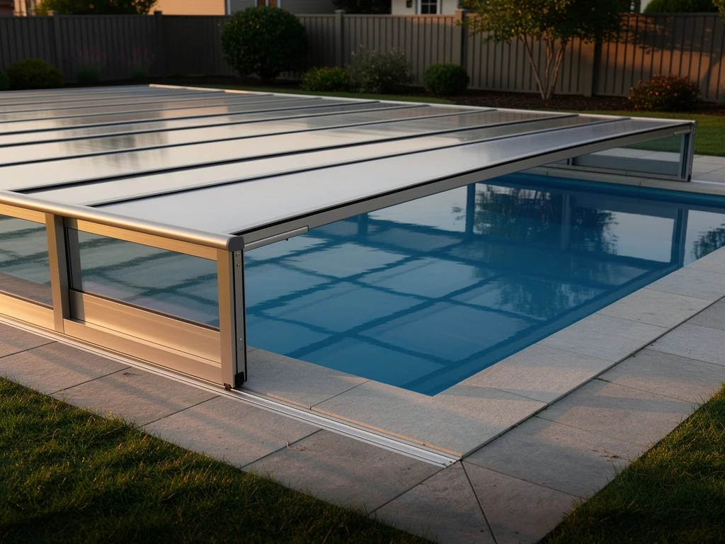 Abri de piscine motorisé se refermant sur un bassin rectangulaire